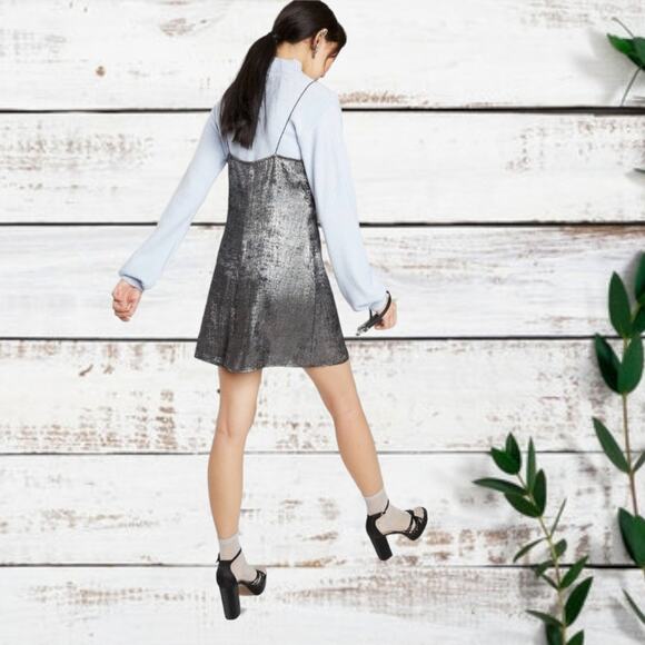 Wild Fable Gunmetal Spaguetti Straps Shift Mini Dress Size M - Picture 7 of 7